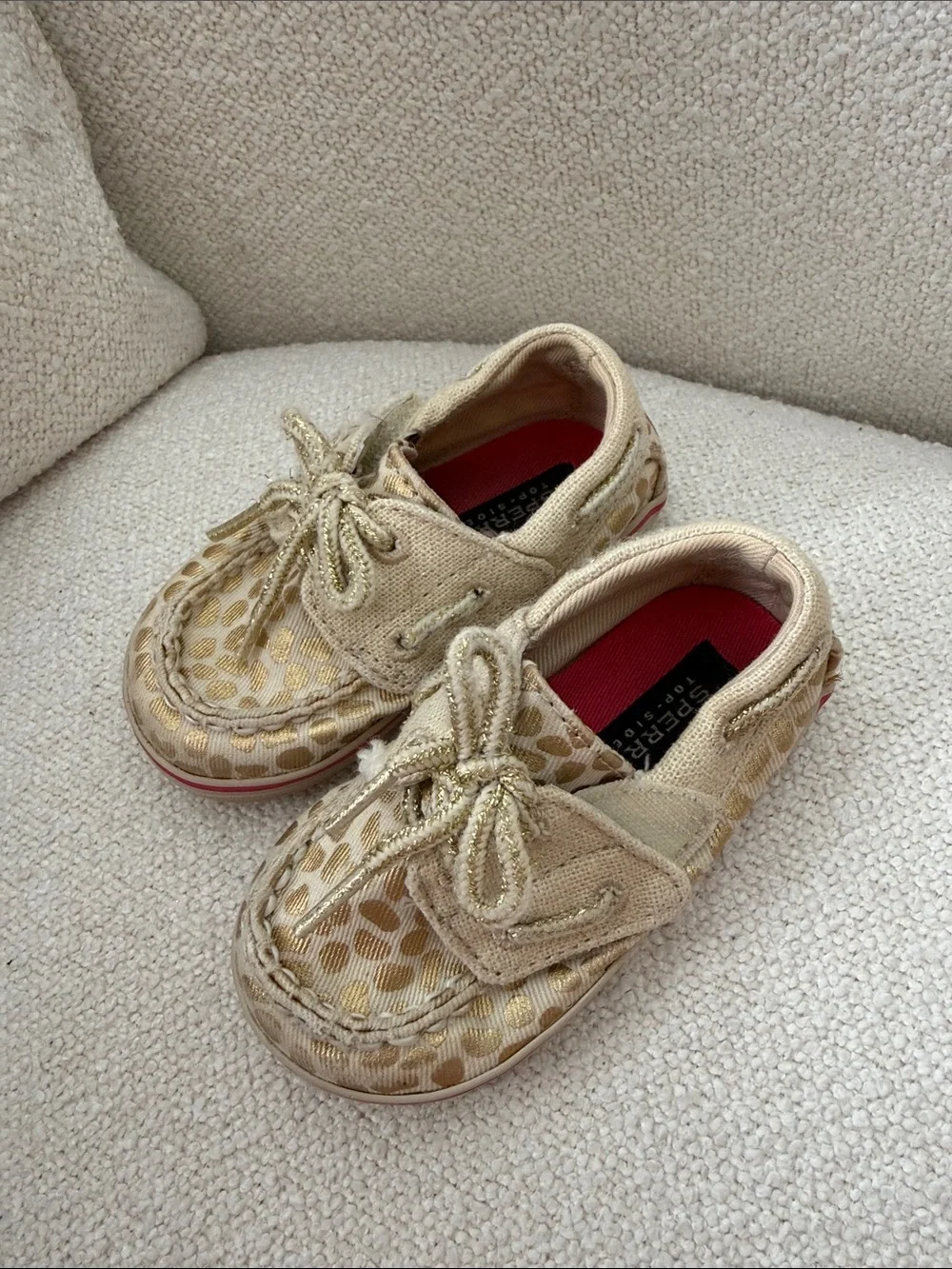 Sperry Kids Gold Metallic Leopard Print Lace-Up Boat Shoes